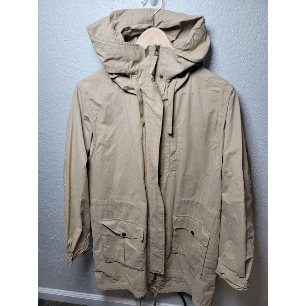 UNIQLO Women’s M Beige Hooded Utility Parka Jacket Cotton Blend Lightweight